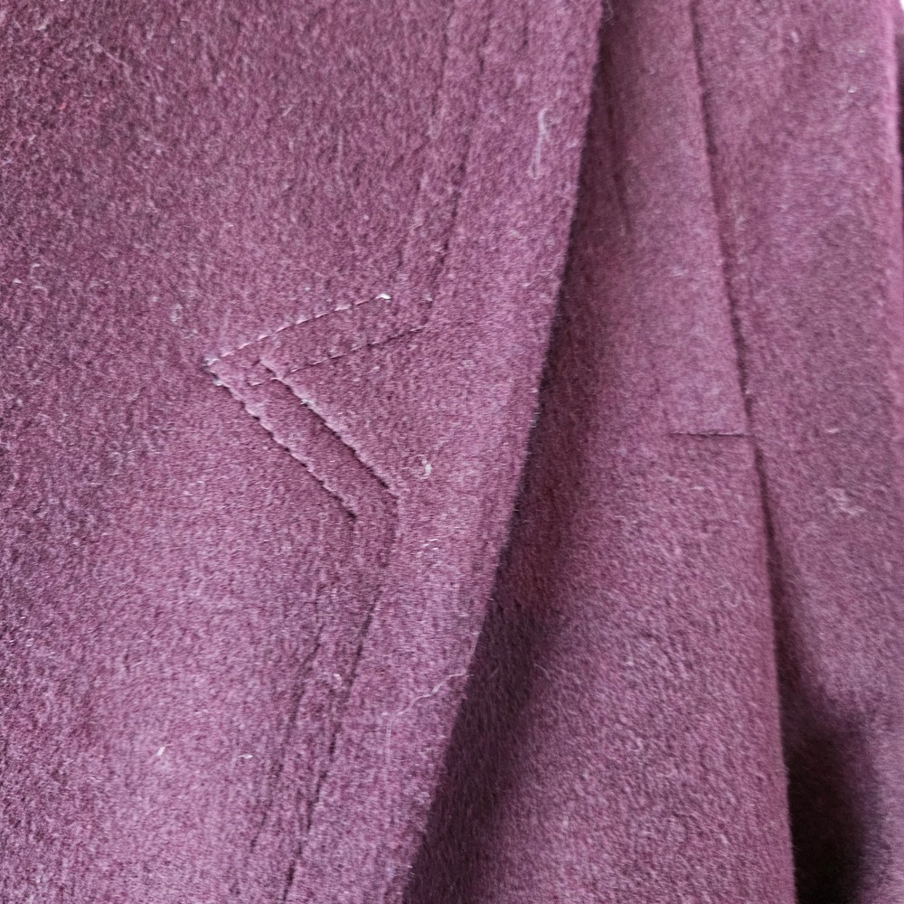 Vintage Alorna Forstmann Pea Coat Womens Medium Plum Wool Blend  Double Breasted - Picture 8 of 11